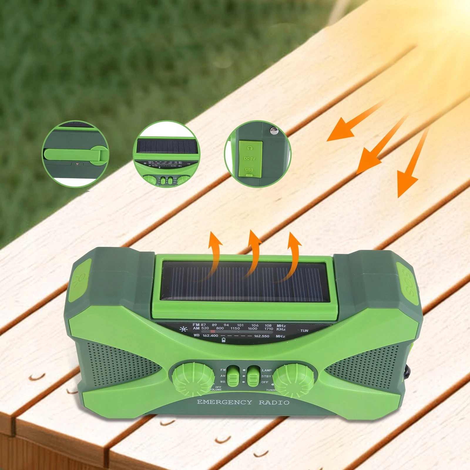 Multifunkční Solární Svítilna 10000 Mah S Alarmem A Omáčkou Z Sluchátkového Konektoru