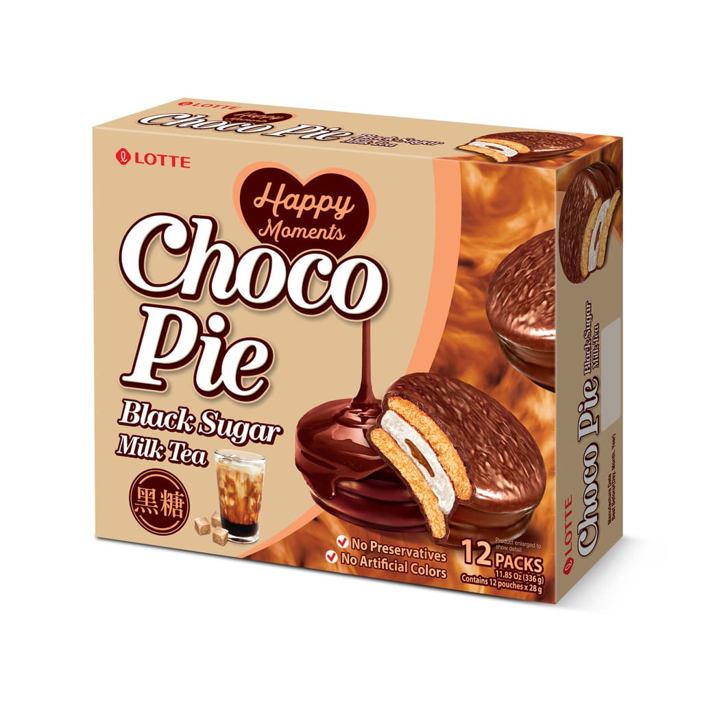 Levně 3x Choco Pie Black Sugar Milk Tea, celá krabička (12 x 28 g) Lotte