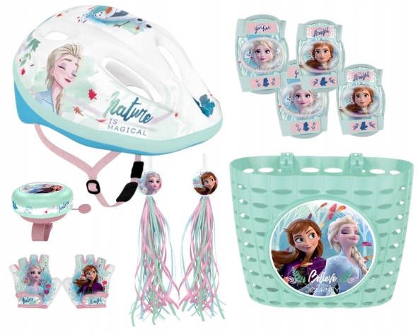 Kraina Lodu Frozen Kask Rękawiczki Koszyk Ochraniacze Dzwonek Wstążki