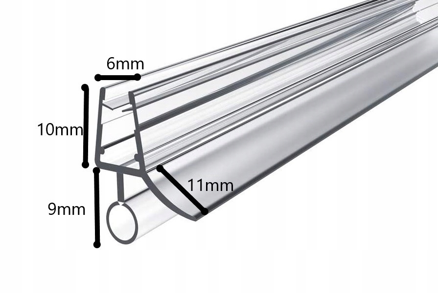 Uszczelka do kabiny prysznicowej okapnik 6mm 100cm Rodzaj uszczelka