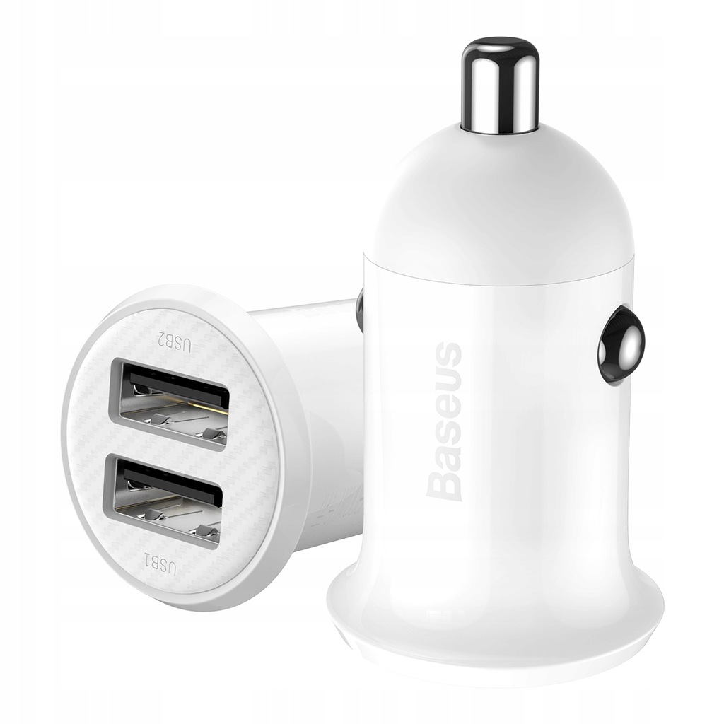 BASEUS SZYBKA ŁADOWARKA SAMOCHODOWA DO TELEFONU 2xUSB 4.8A Złącza USB