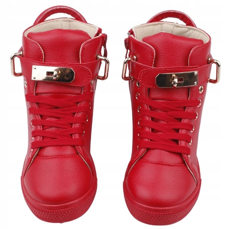 CZERWONE BOTKI DZIEWCZĘCE SNEAKERSY BUTY DZIECIĘCE SPORTOWE UKRYTE KOTURNY Marka Inna marka