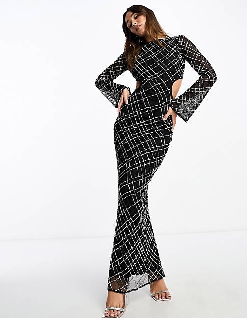 Zdobené koktejlové Šaty Zirkony velikost 36