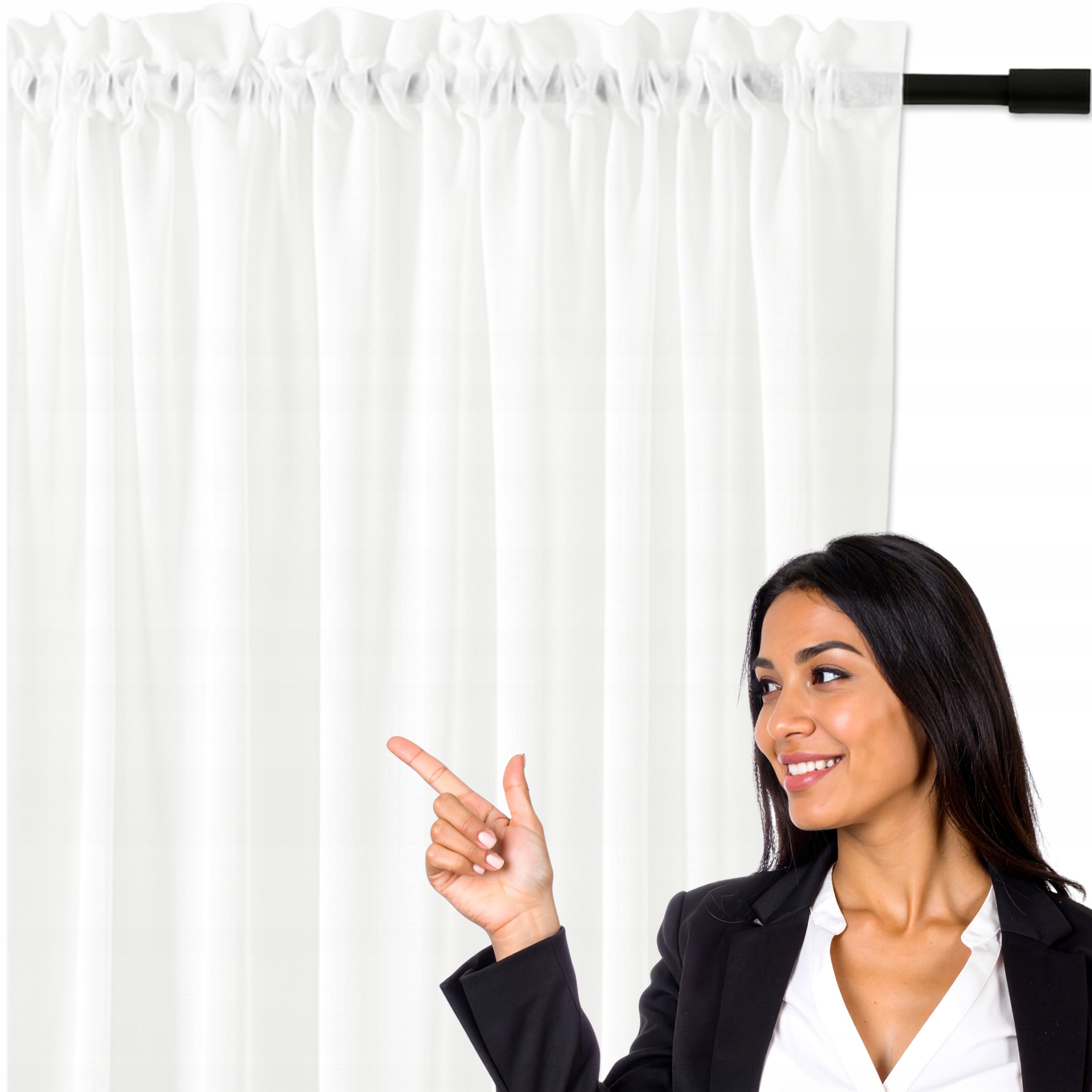 Firanka Do Pokoju Klasyczna Biała Z Woalu 500x250 Firana Na Taśmie Haczyki