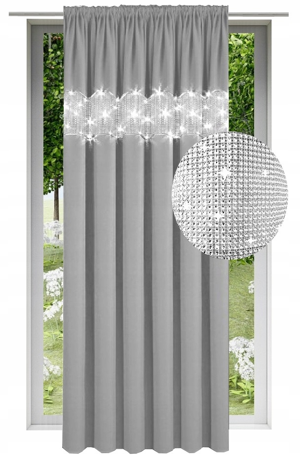 

Matowa zasłona Cyrkonie na taśmie 145x220cm Wybór!