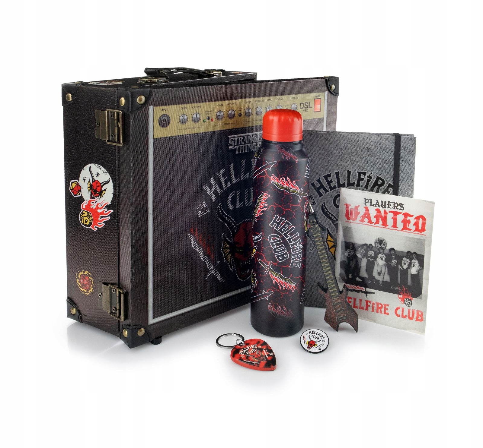 Kufr Stranger Things Láhev na vodu na pití přívěsek na klíče notes připínáček