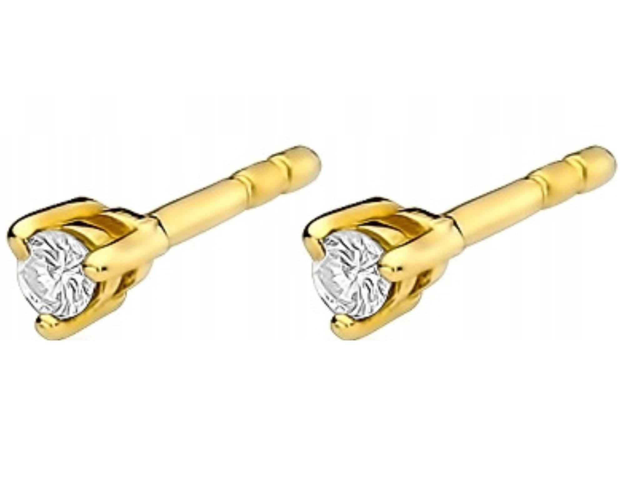 Zlaté náušnice s brilianty 0,08 ct, tyčinky, vruty