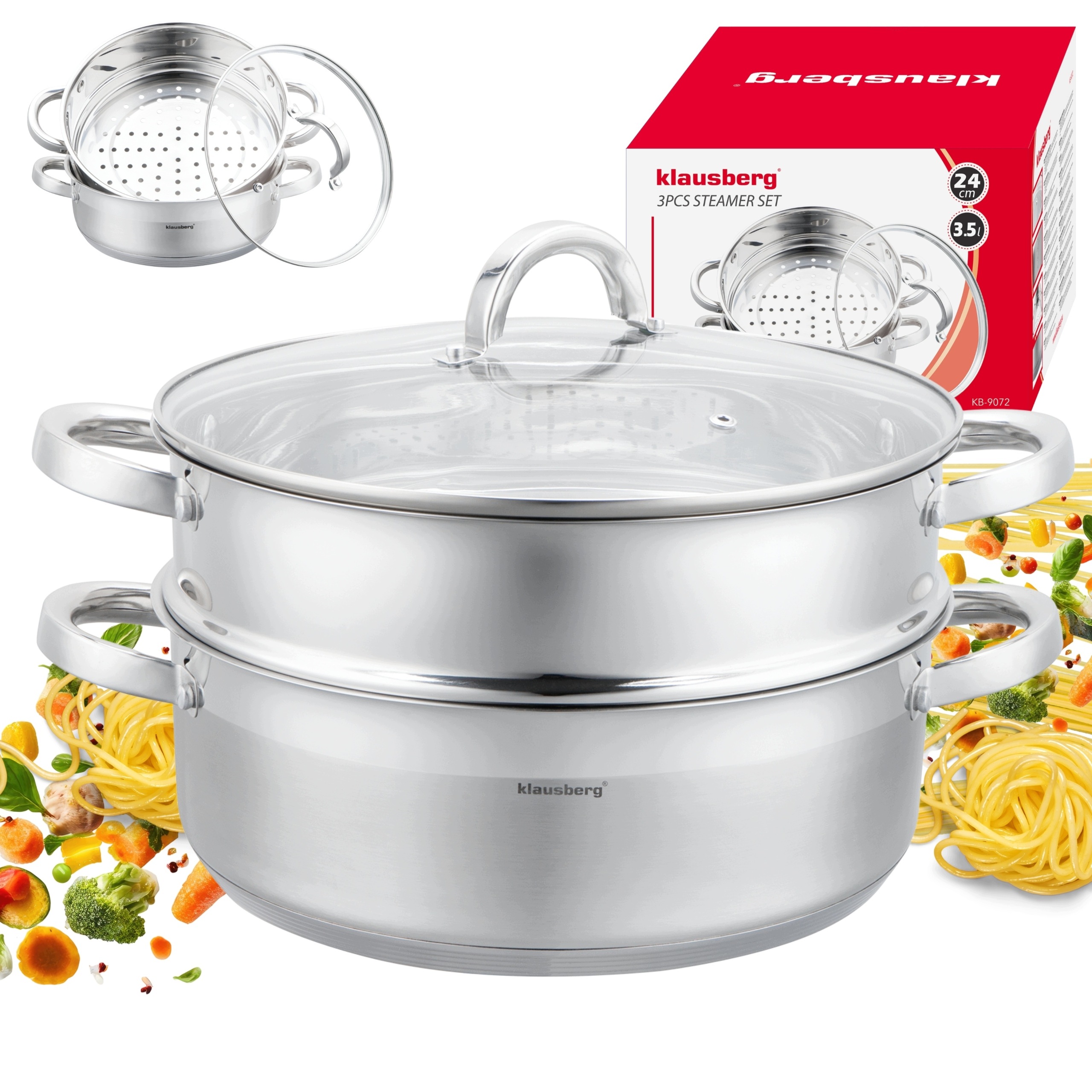 Hrnec Na Páru 24 cm 3,5 L Parní Indukce Ocelový Klausberg KB-9072