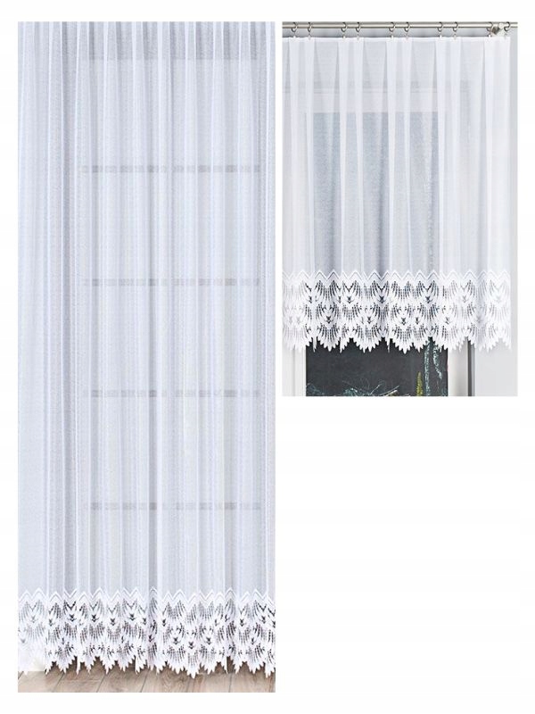 Záclona Bílá Záclona Záclona Ozdobná Dolní Dlouhá Krátká s Páskem Š 400x120