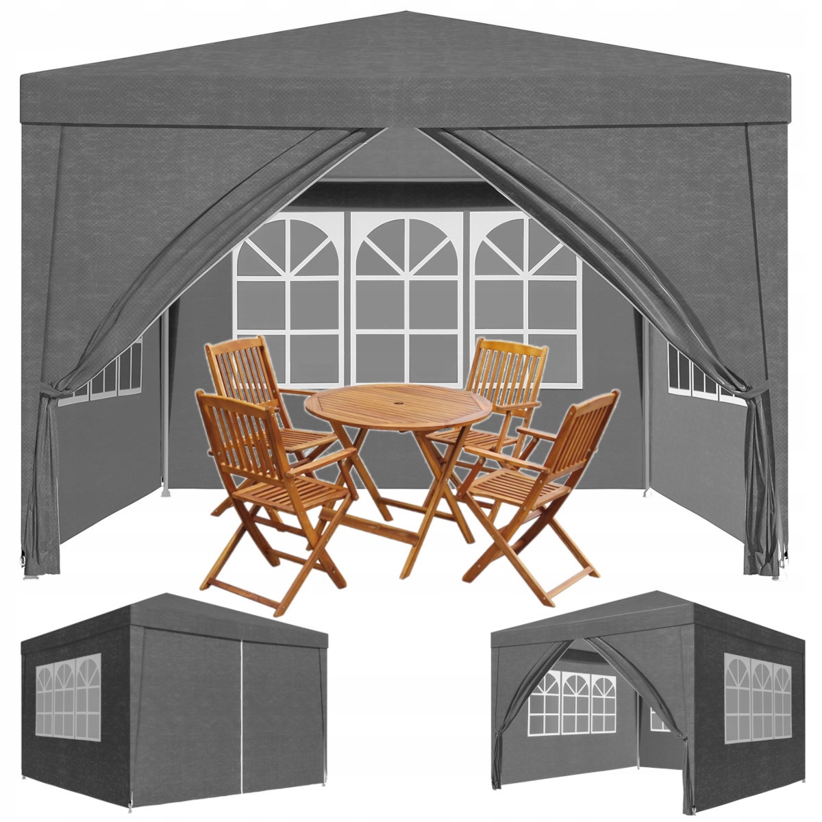 Záhradný pavilón 3x3 m Obchodný stan Cateringový Altánok Do Záhrady 4 Steny