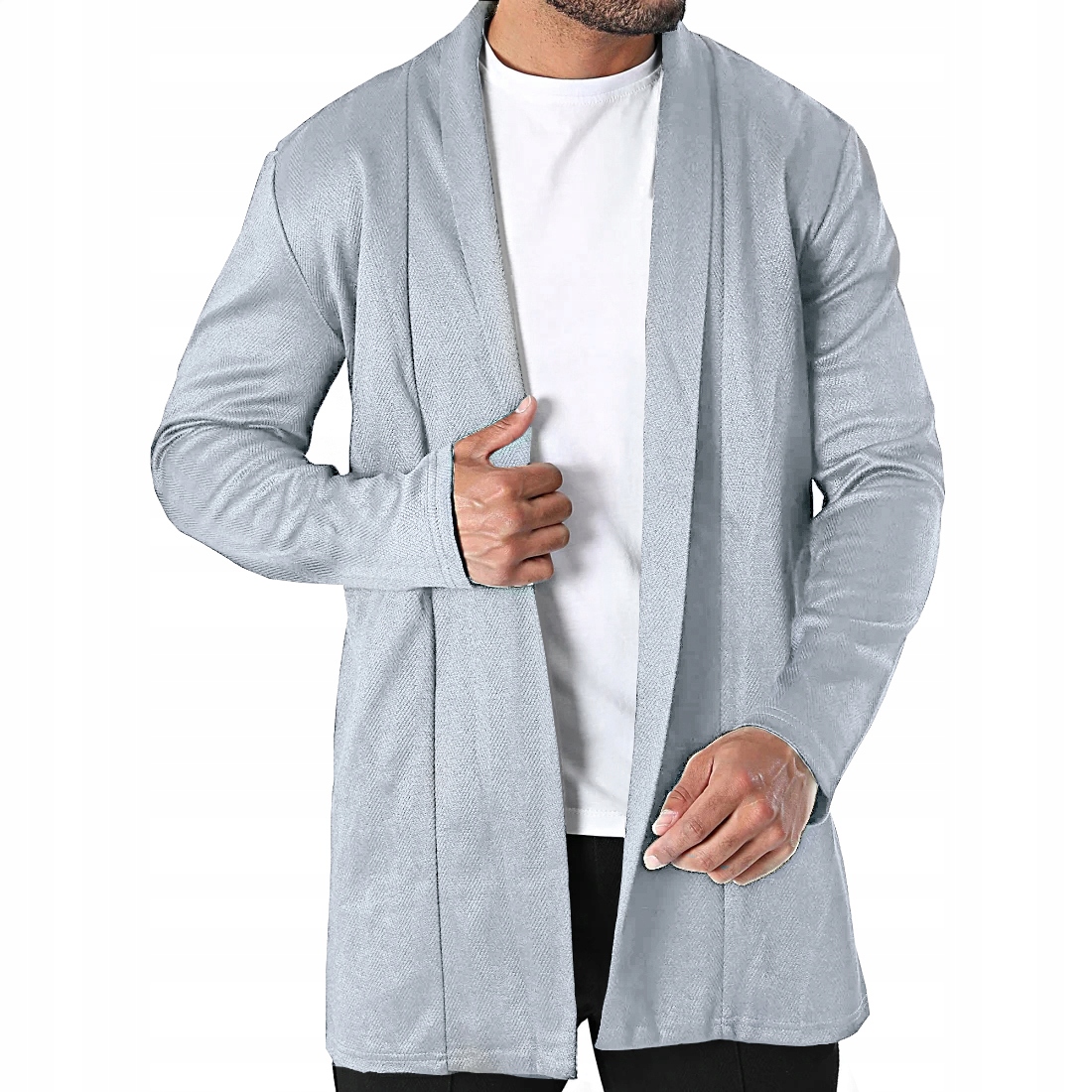 Přehoz Svetr Pánská Mikina Kardigan Lehký Prodloužený