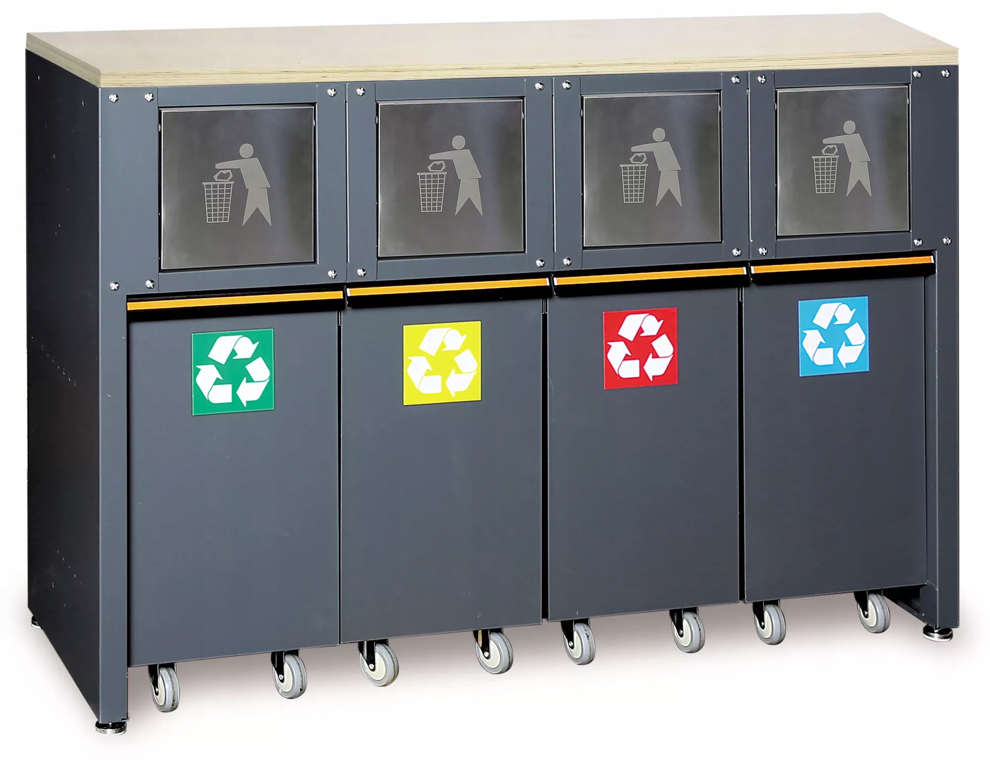 Moduł stały do segregacji śmieci drewniany blat Beta 4500/C45PRO/RD/W