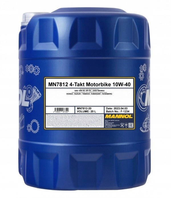 Olej Mannol 10W40 20L Motorbike 4T Ester Technology Sl Jaso MA/MA2 MN7812