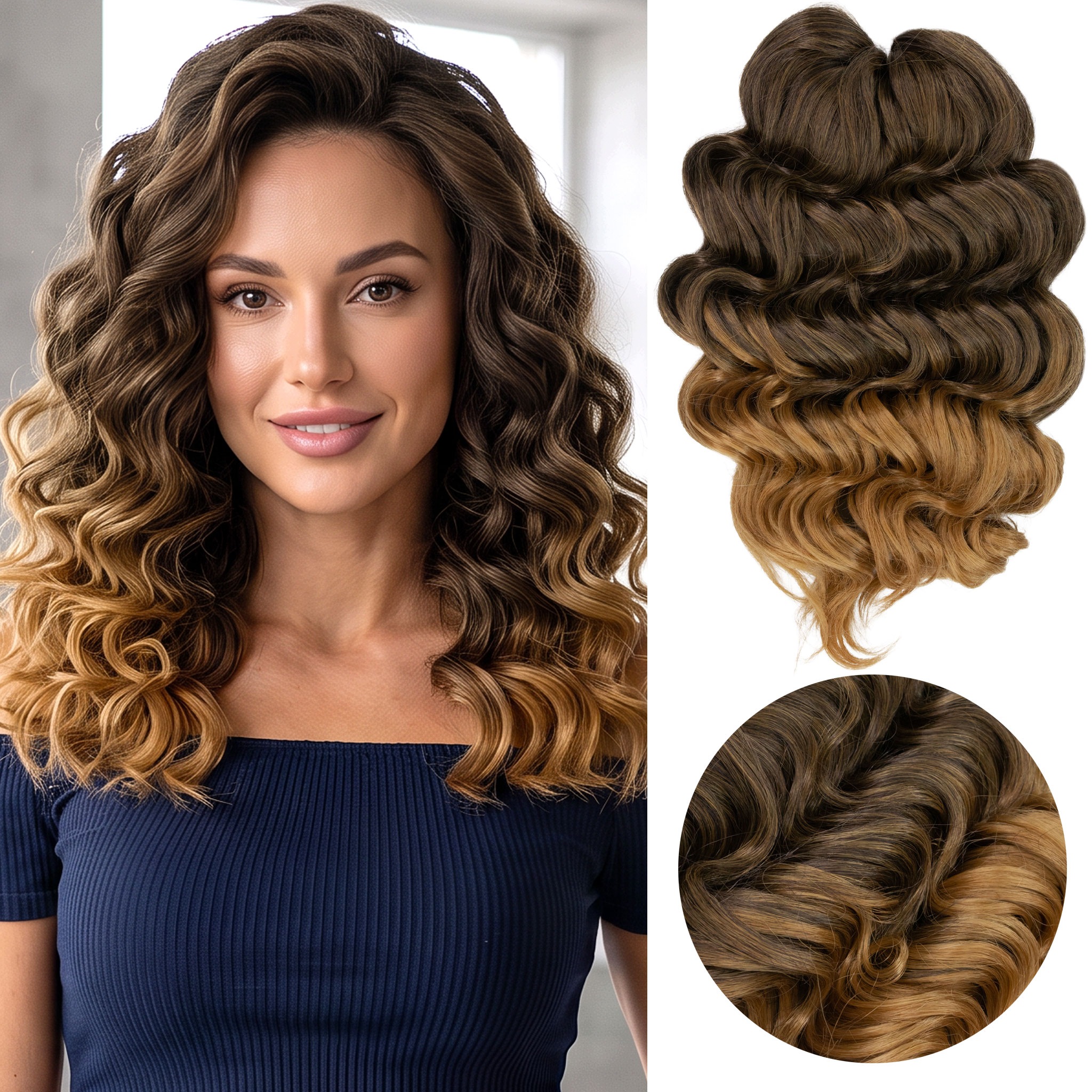 Włosy syntetyczne sztuczne fale Afroloki Amelia Pro 30cm 200g brąz ombre
