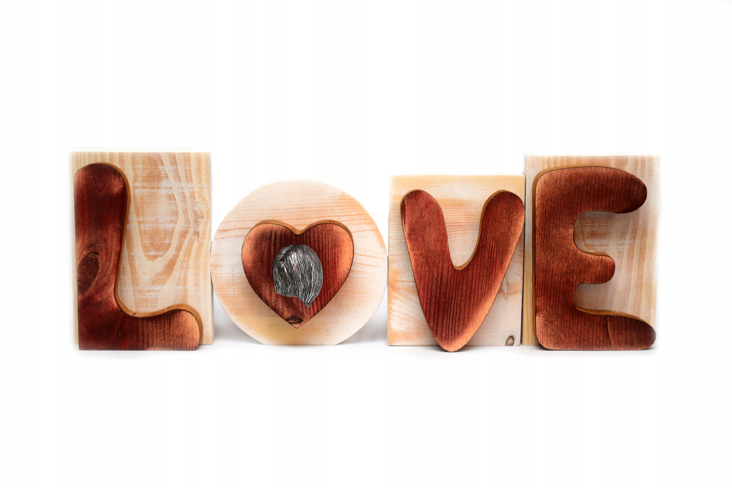 Lhasa Apso nápis Love, drevené ozdobné písmená, dekorácia na poličku