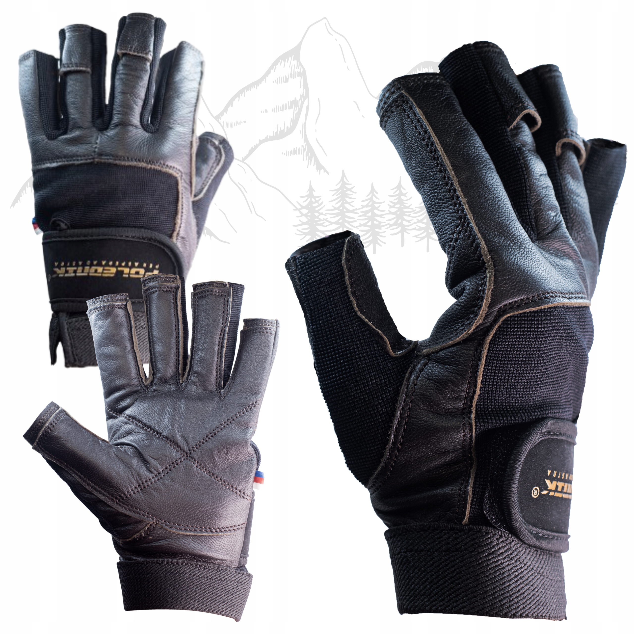 Rękawice do wspinaczki Polednik Via Ferrata skóra naturalna premium Forway