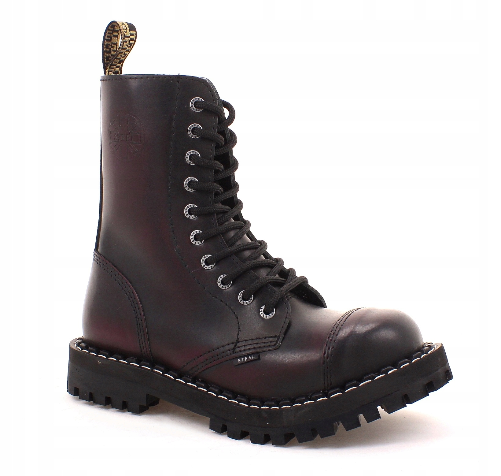 GLANY STEEL BURGUNDOWY/CZARNY 10-DZIUR 106/O/BUR/B r. 41