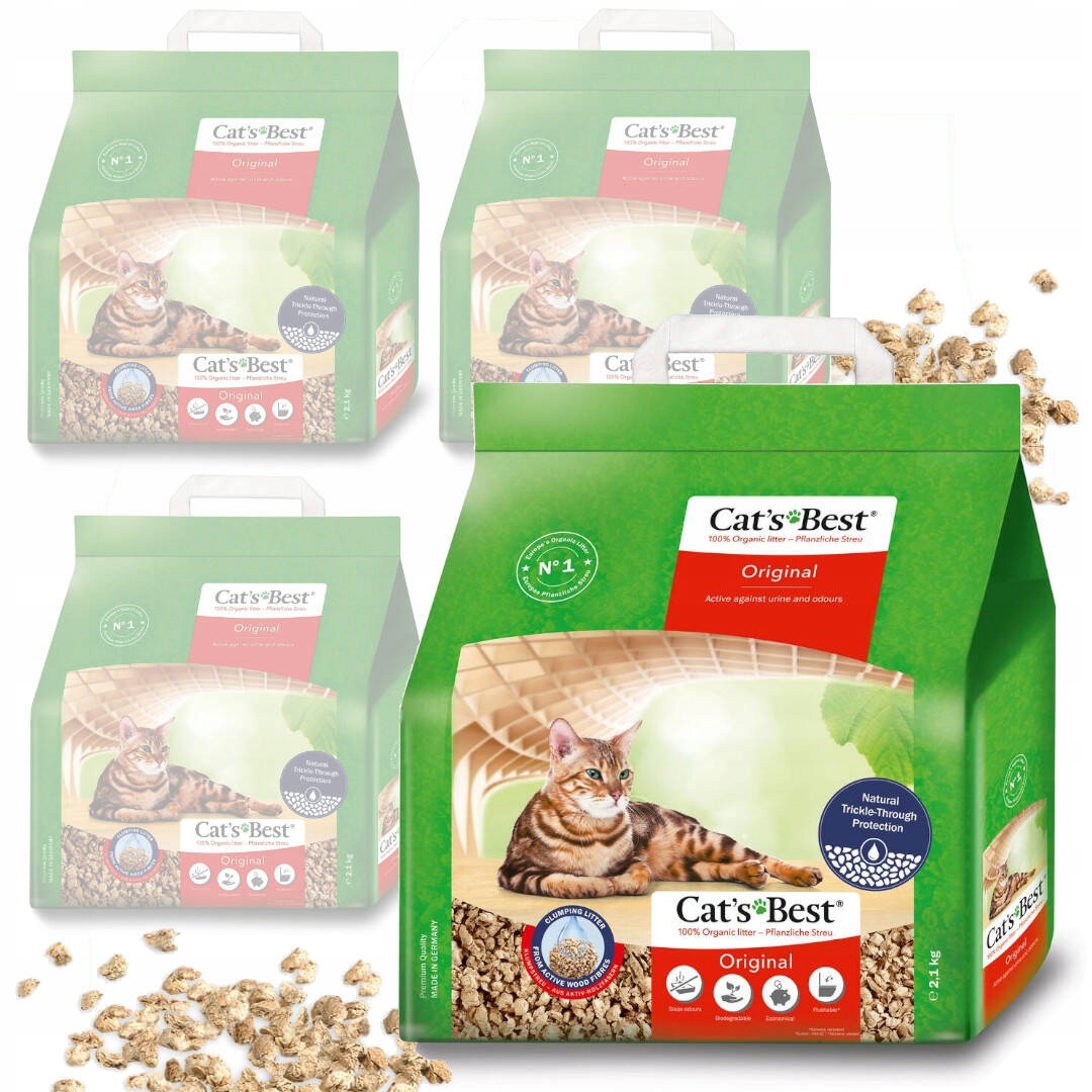 Levně Cat's Best Original Stelivo pro kočky s hrudkujícím dřevěným povrchem 20 l (4x5 l) Eko