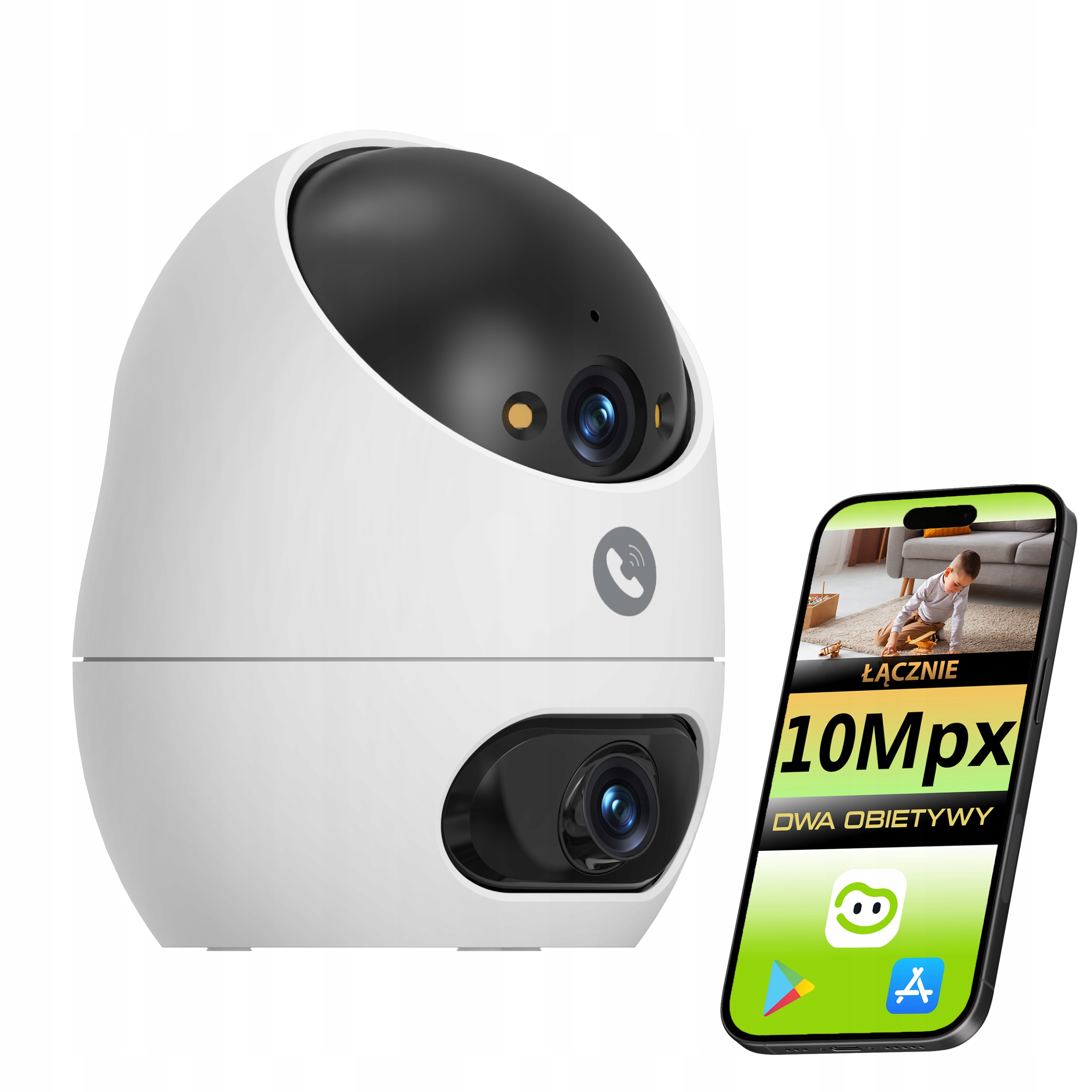 Kamera Wifi Obrotowa Wewnętrzna 10 Mpx Obiektyw 2x 3K 5Mpx Kamera Do Domu