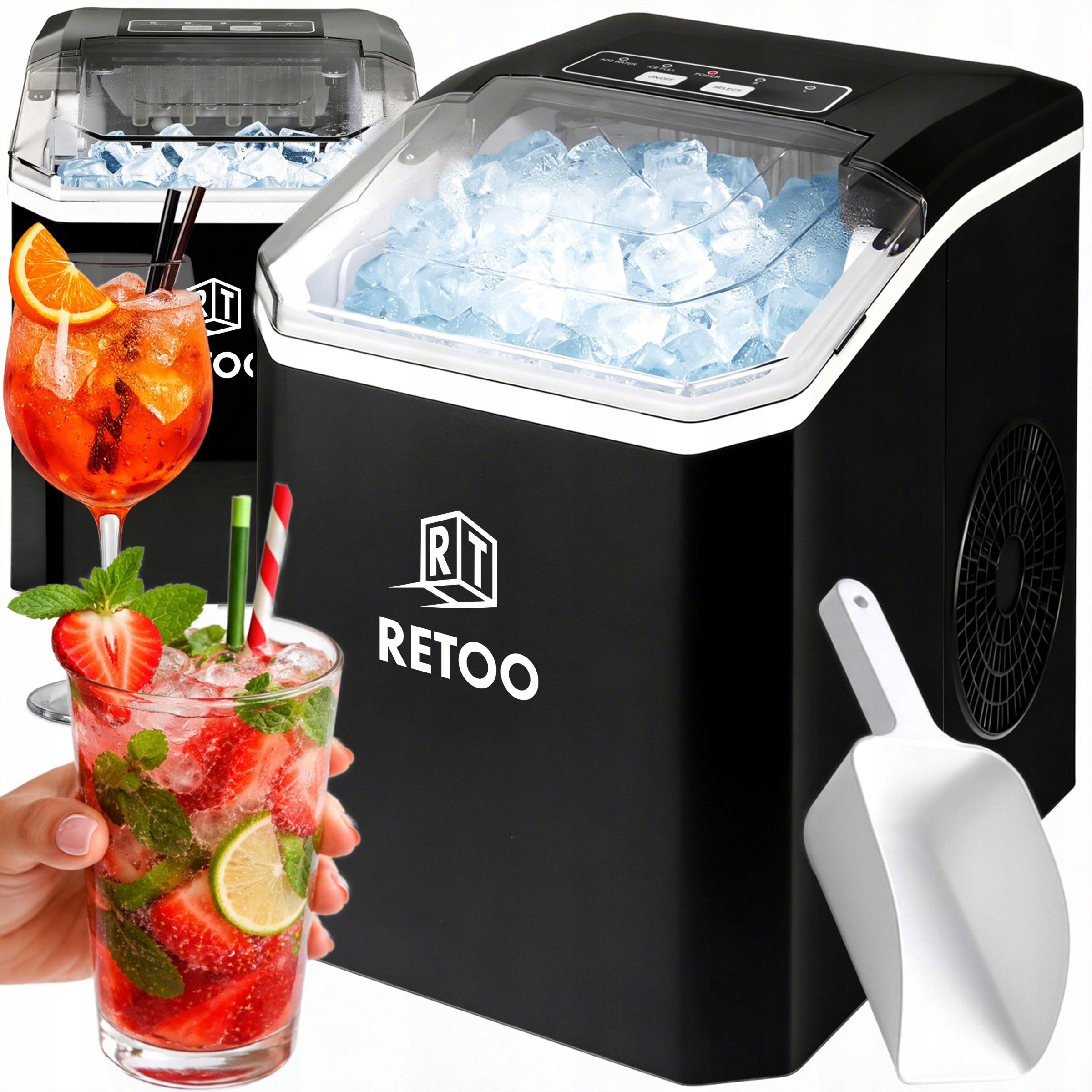 Výrobník Ľadu 1,5L Stroj Na Kocky 120W 12kg/24h Expresná Ľadová Tichá