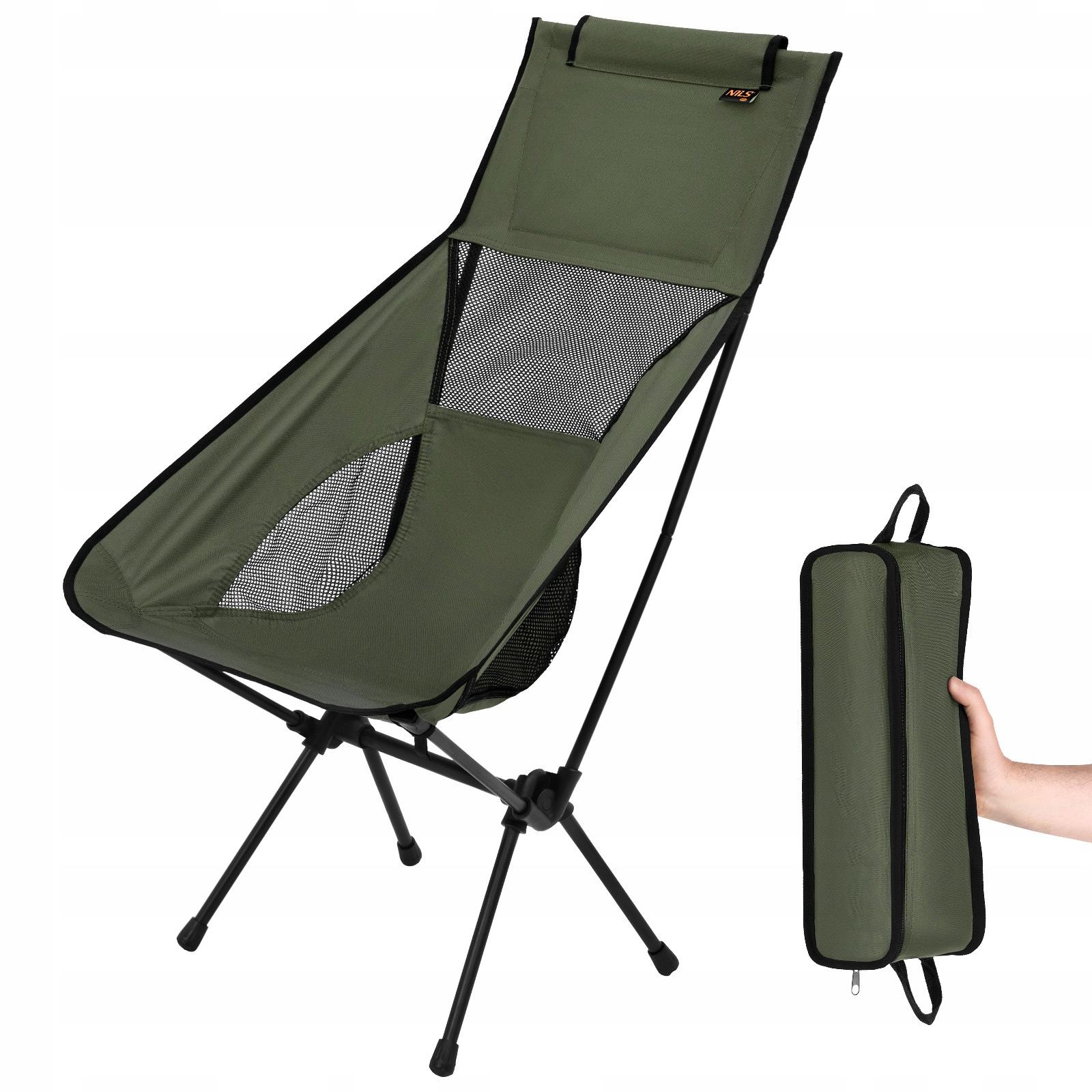 Turistické skládací křeslo Ultralight Nils Camp NC3321 Khaki Pevné Pouzdro