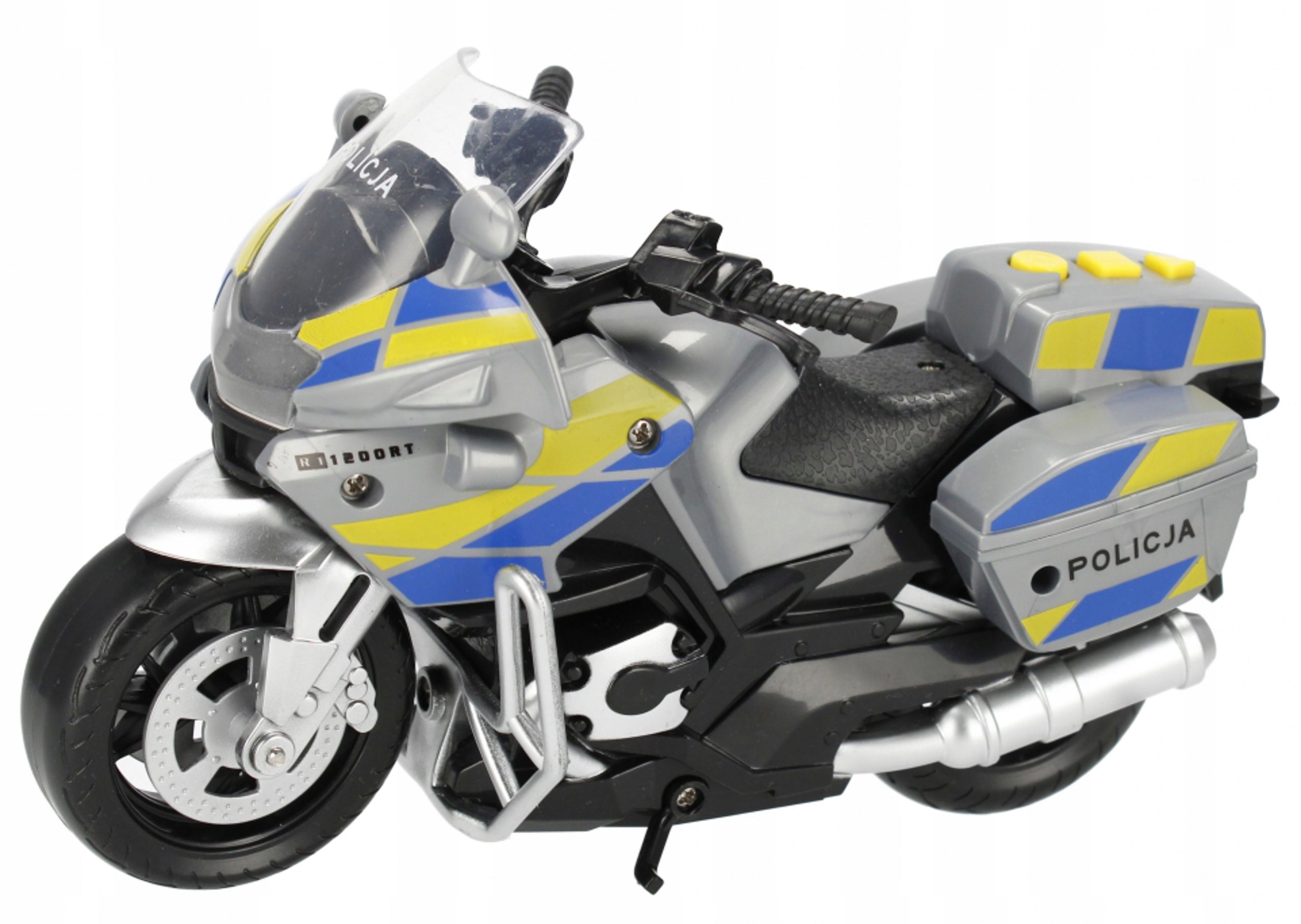 MÓWI PO POLSKU MOTOCYKL POLICJA MOTOR ŚCIGACZ ŚWIATŁO i DŹWIĘK Z NAPĘDEM Marka Mega Creative