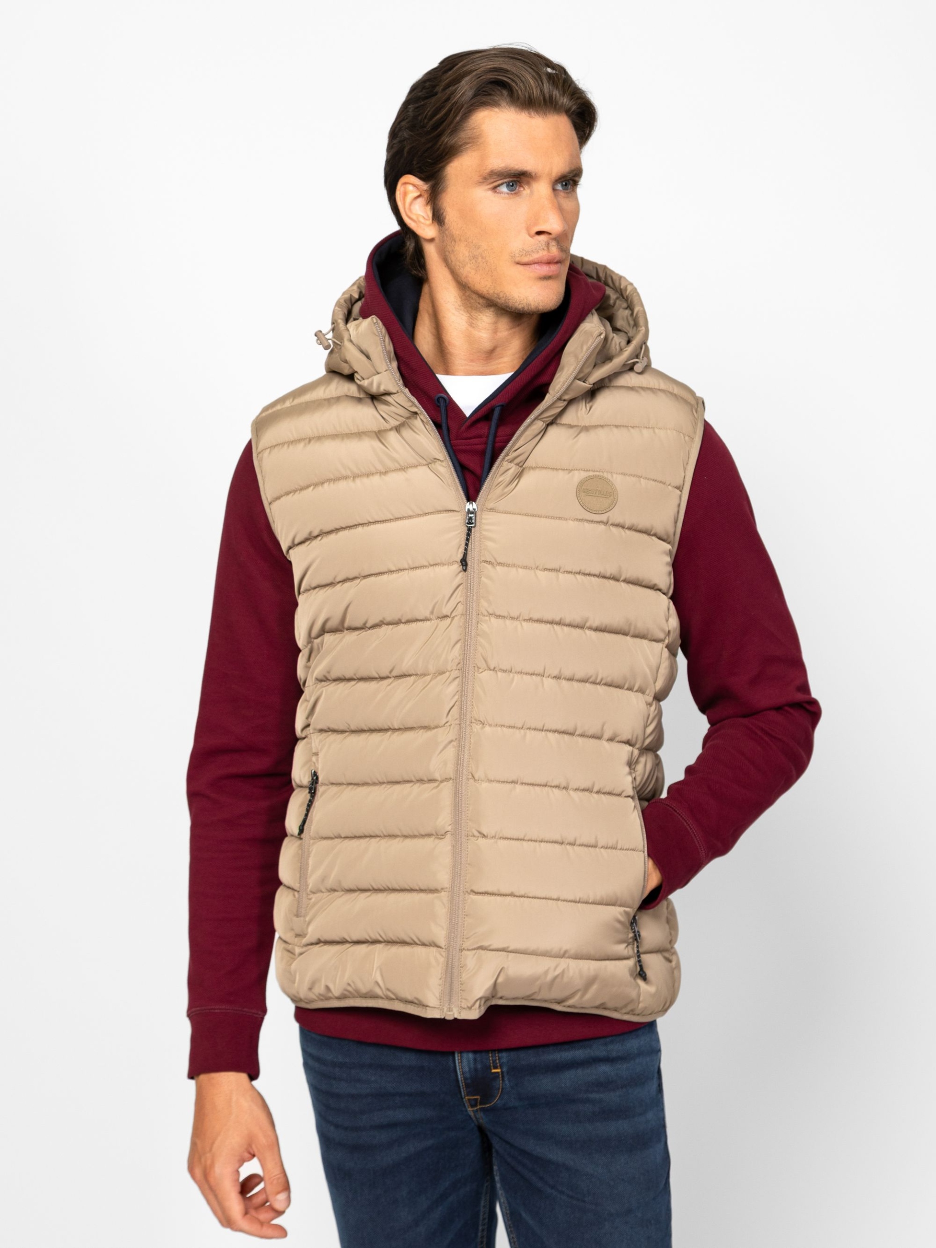 Pánská prošívaná vesta bez rukávů Heavy Tools WANTIW25 měsíčně béžová XXL