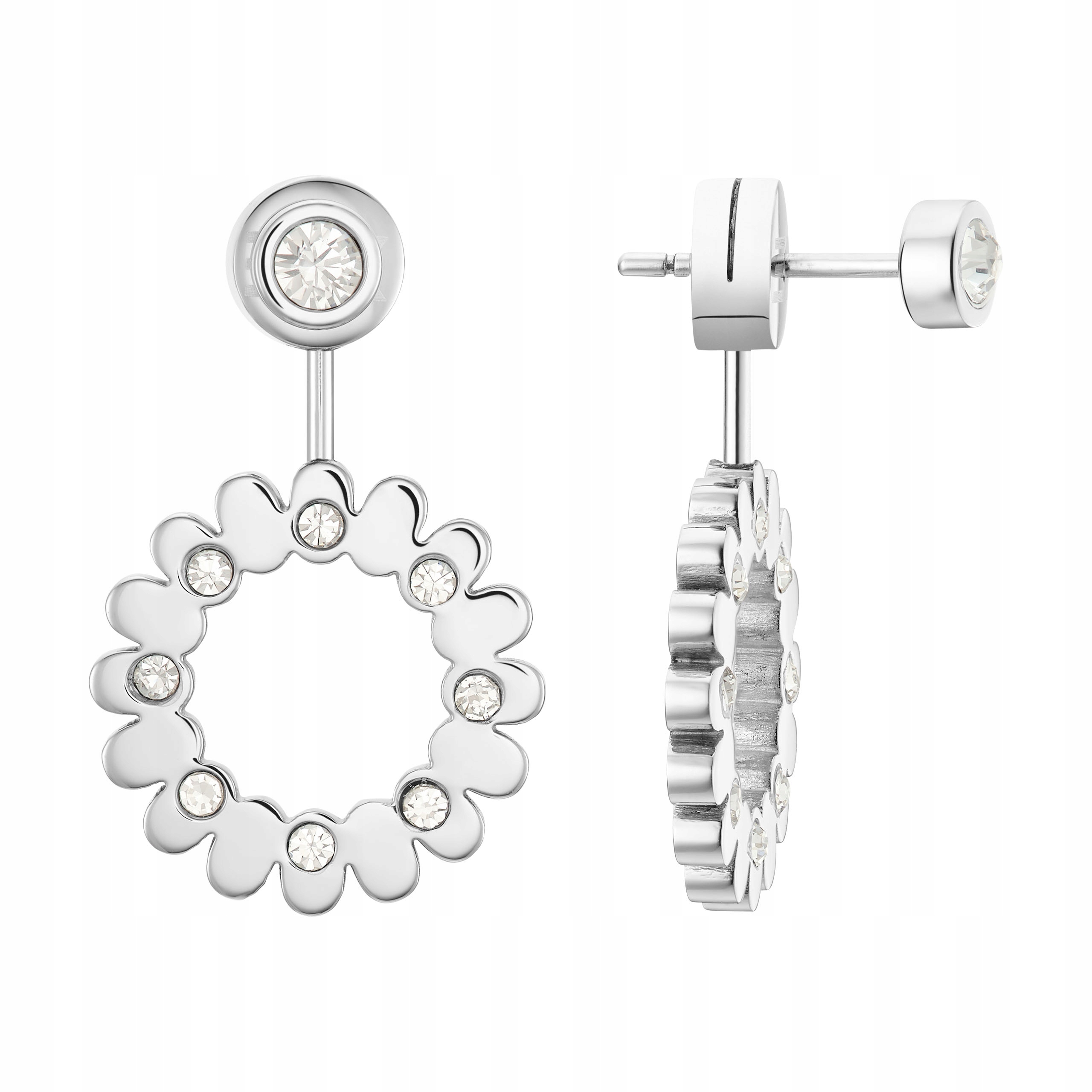 Náušnice ve tvaru květiny s křišťály