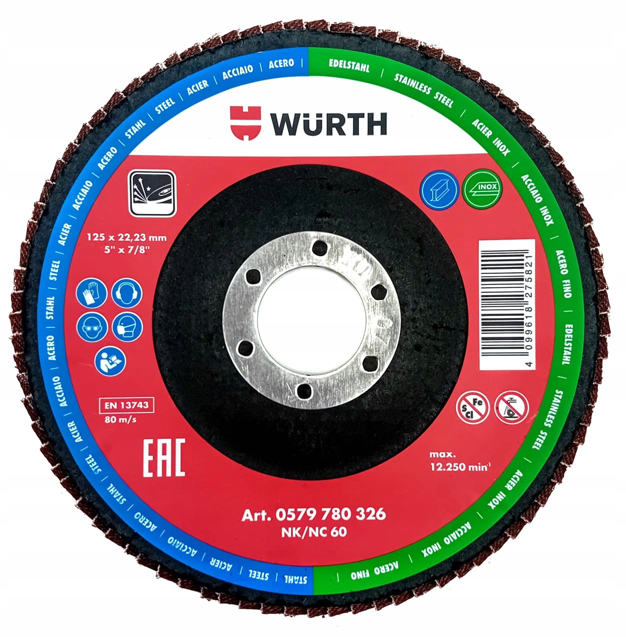 WURTH Tarcza ścierna G60 LAMELOWA 125x22,2 STAL ŚCIERNICA PŁATKOWA 60 125