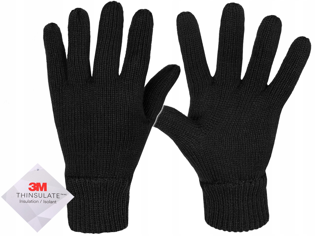 Rękawiczki zimowe czarne ocieplane rękawice Thinsulate L