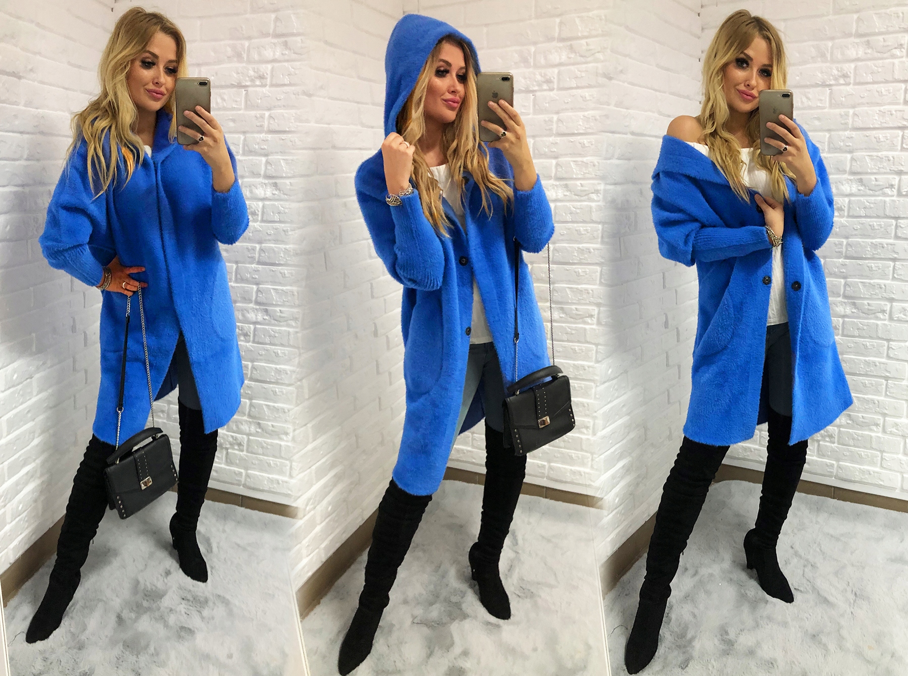 ALPAKI PŁASZCZ kurtka WEŁNA KOLORY oversize DŁUGI Kolekcja ciepły