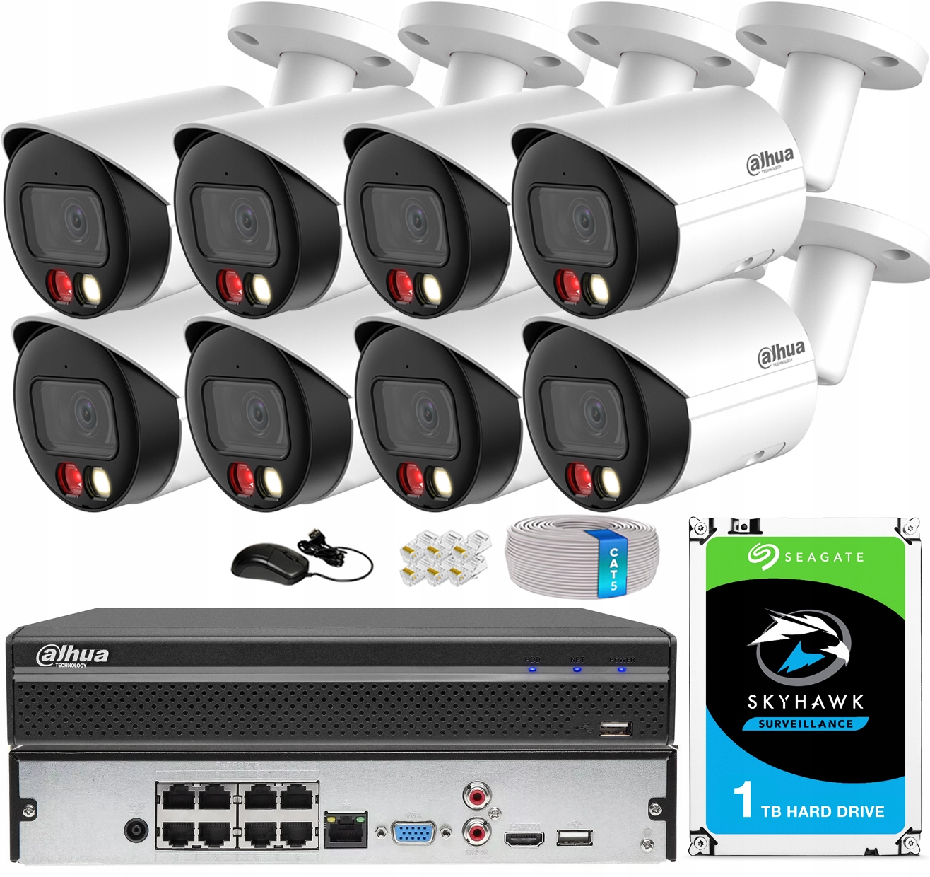 Sada na monitorovanie Ip PoE 8 kamier IPC-HFW2449S-S-IL-0280B WizSense Dahua