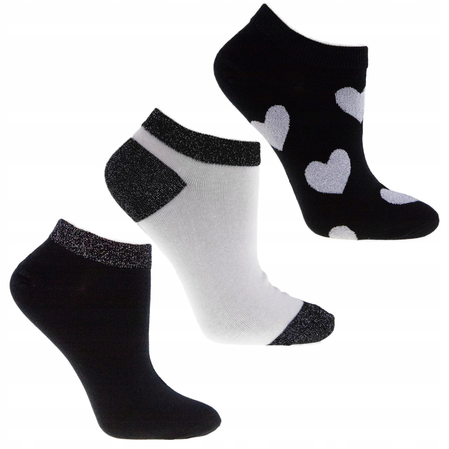 

Skarpety stopki 38-41 serca srebrna nitka 3pak