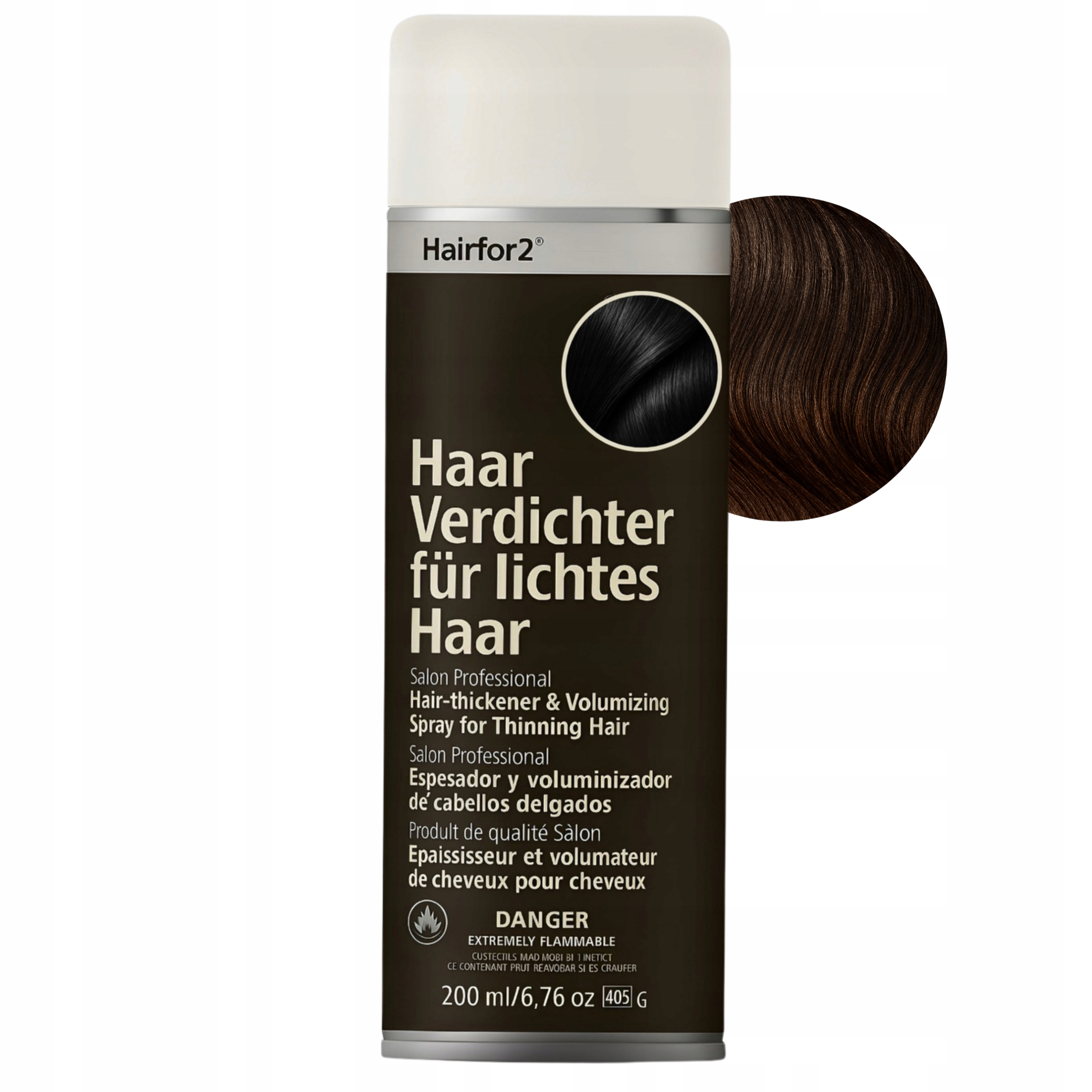 HairFor2 Spray 200 Ml – hustší, plnější vlasy za sekundu! Středně hnědá barva