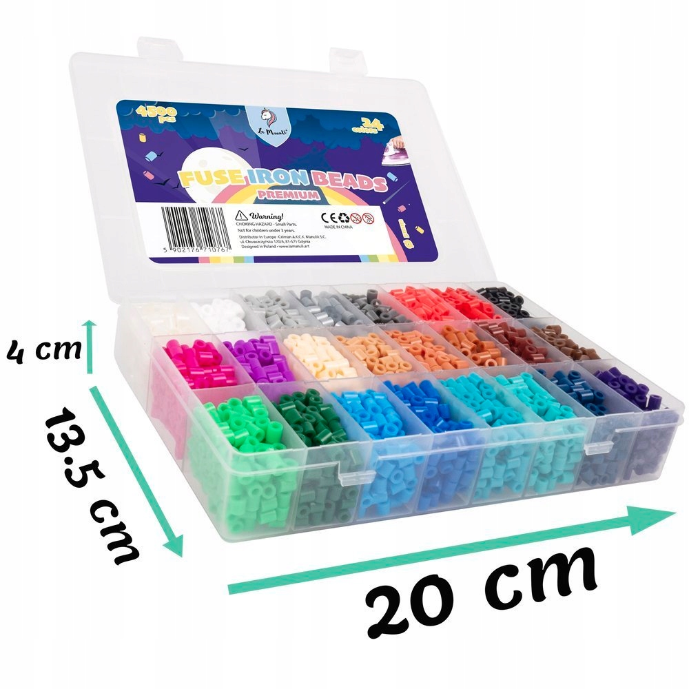 Koraliki do prasowania La Manuli 4500szt MIĘKKIE 24 Kolory ORGANIZER Marka La Manuli