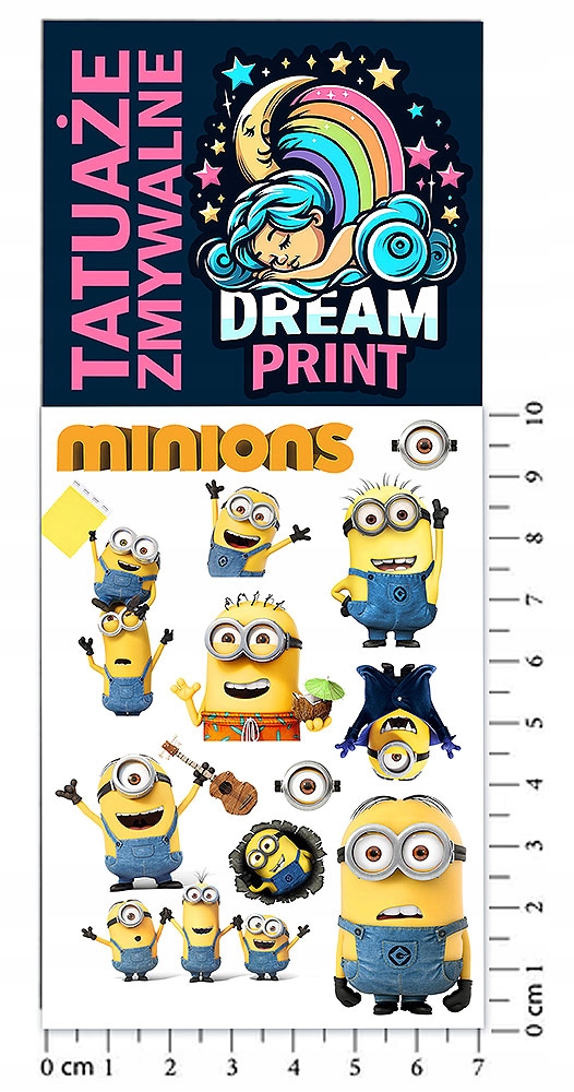 TATUAŻE DLA DZIECI ZMYWALNE TYMCZASOWE MINIONKI WZORY JAKOŚĆ Marka inna