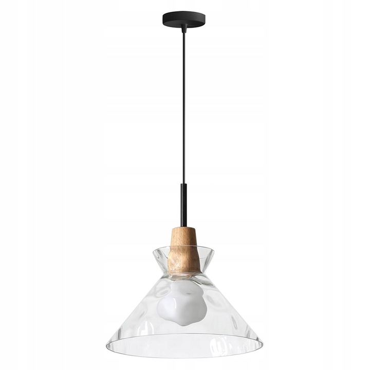 

Lampa APP1183 sufitowa szklana drewno retro boho