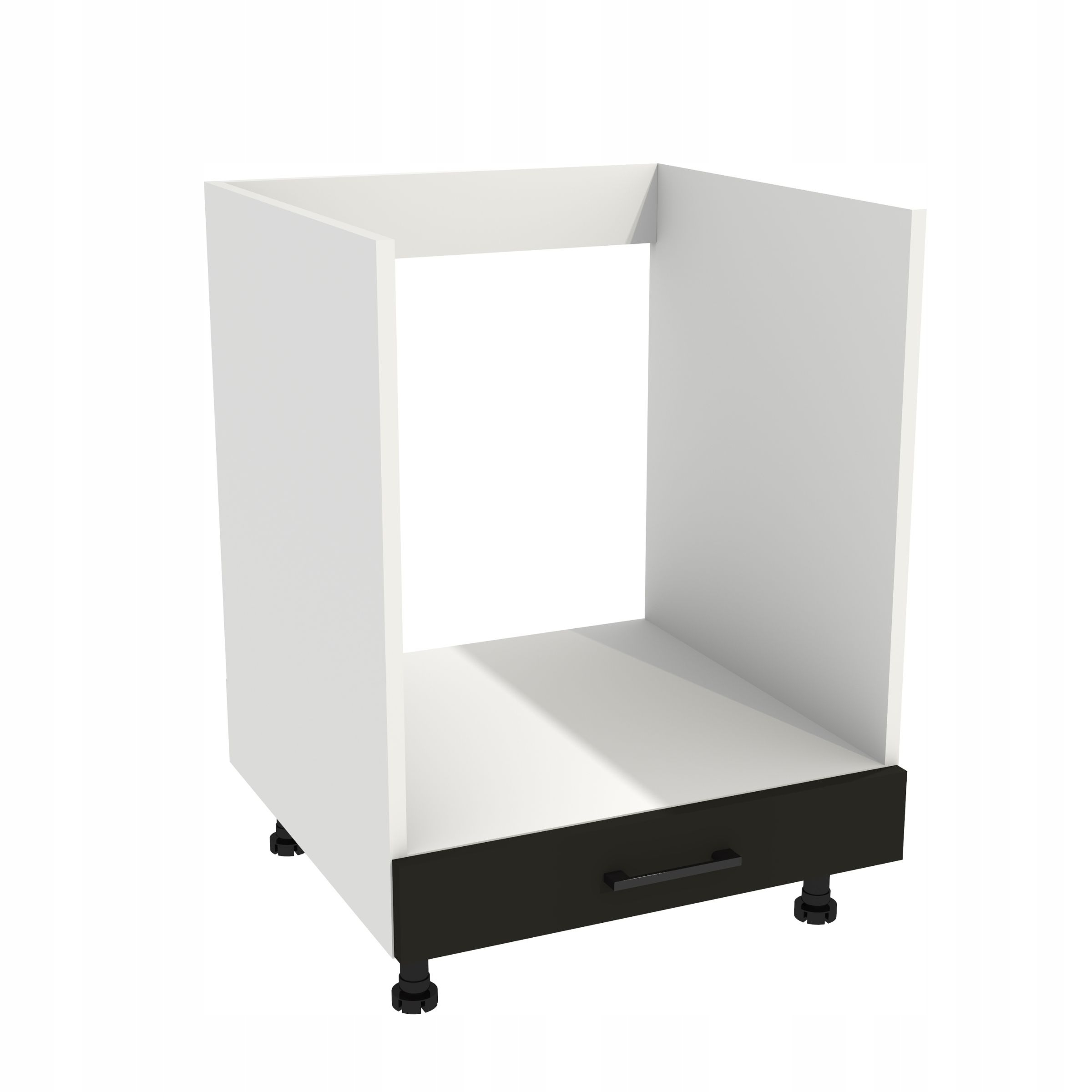 Dolní kuchyňská skříňka pod troubu 60 Capri korpus Bílá přední strana Černá Mat