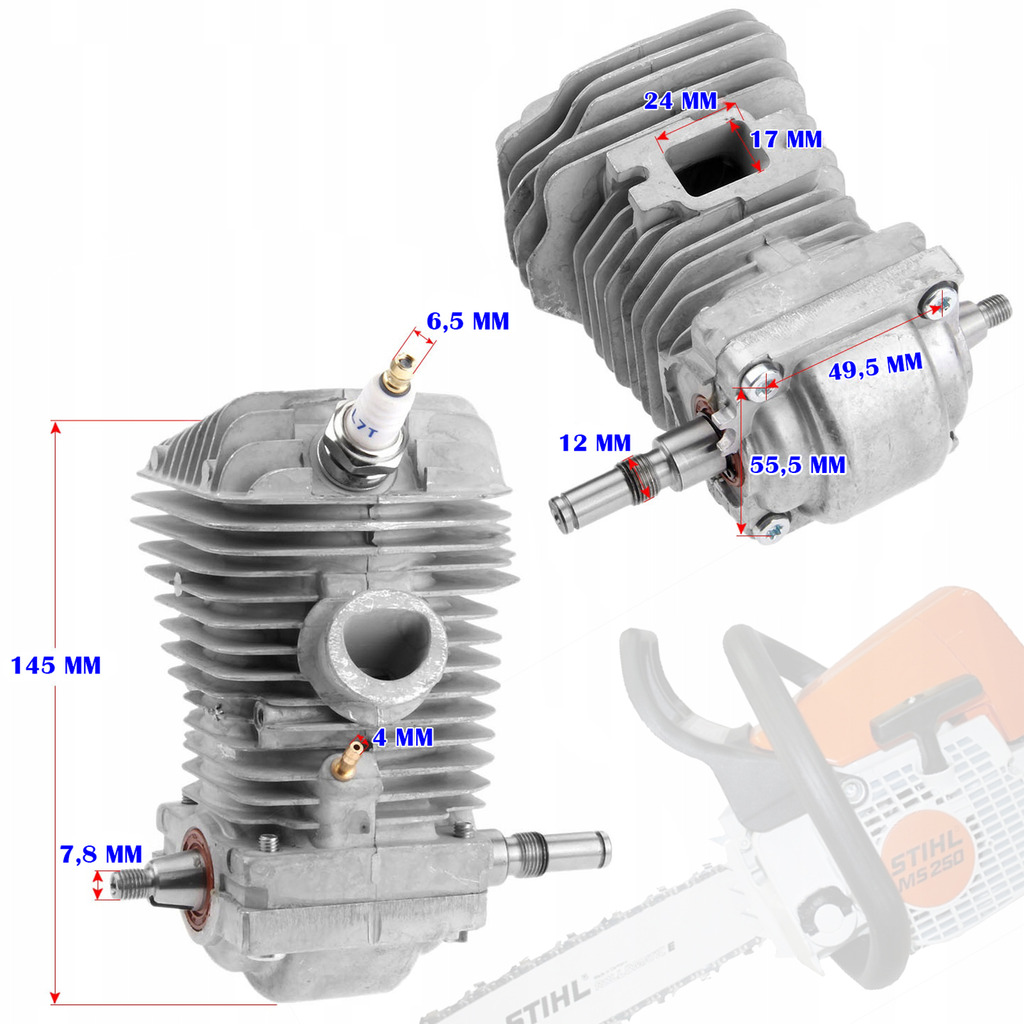 Silnik Kompletny Cylinder Tłok Wał Korbowy do Stihl MS250 MS230 023 025