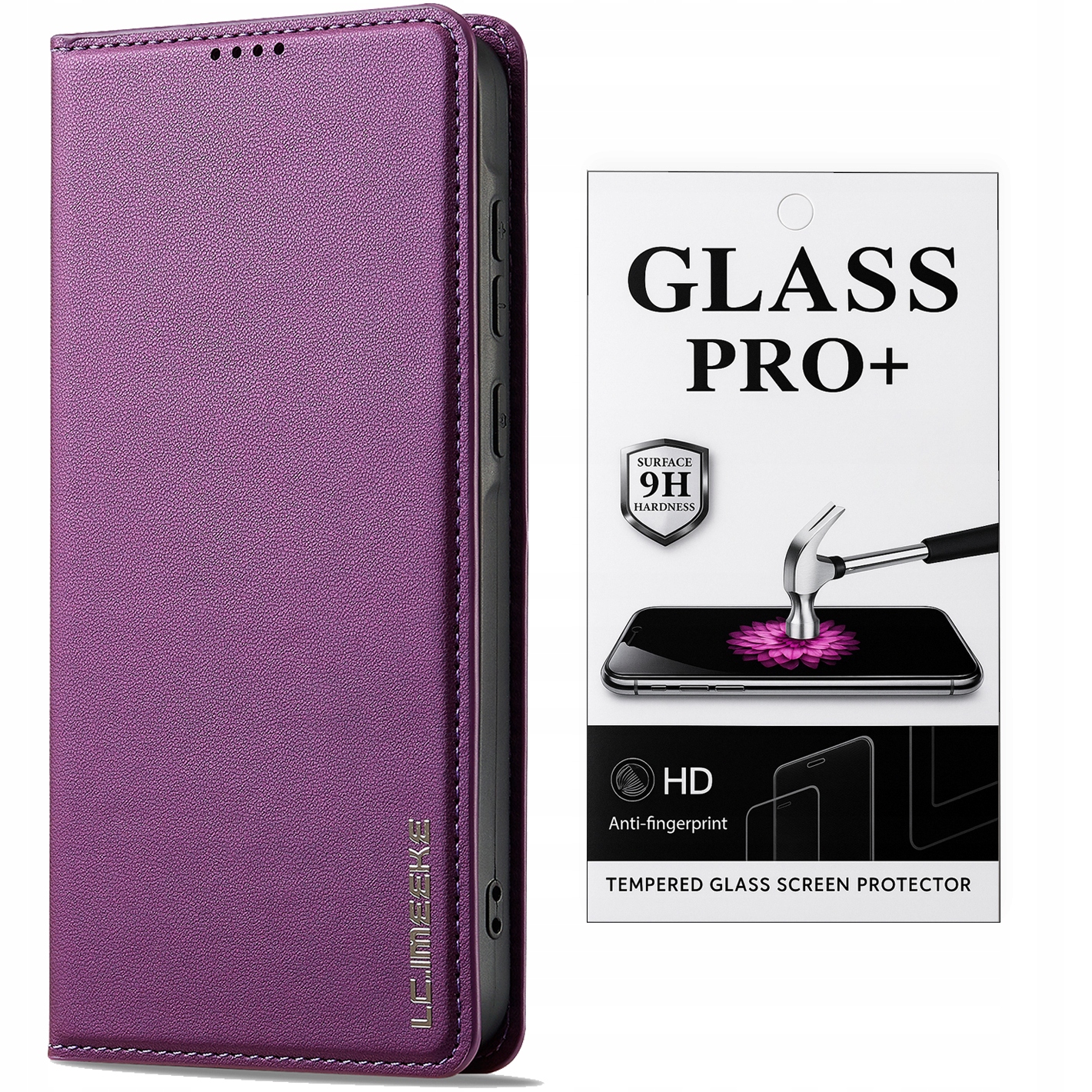 Skórzane Etui z Klapką do Xiaomi Redmi Note 11 Pro Fioletowy Szkło