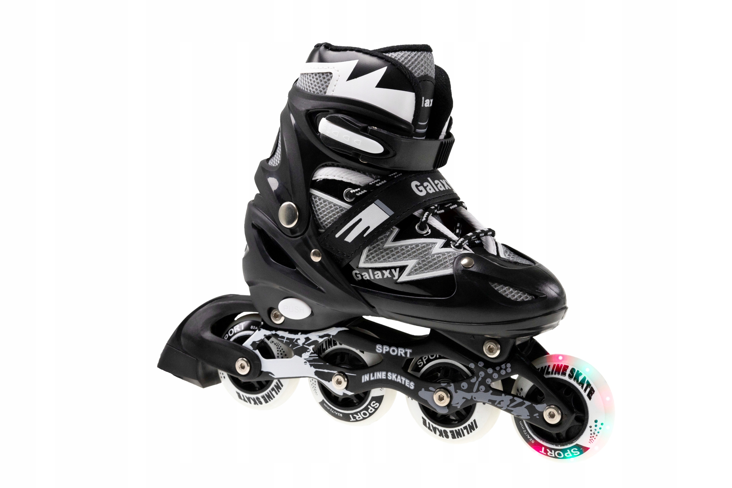 ŁYŻWOROLKI ROLKI REGULOWANE CZARNE 34-37 KÓŁKO LED Marka bez marki