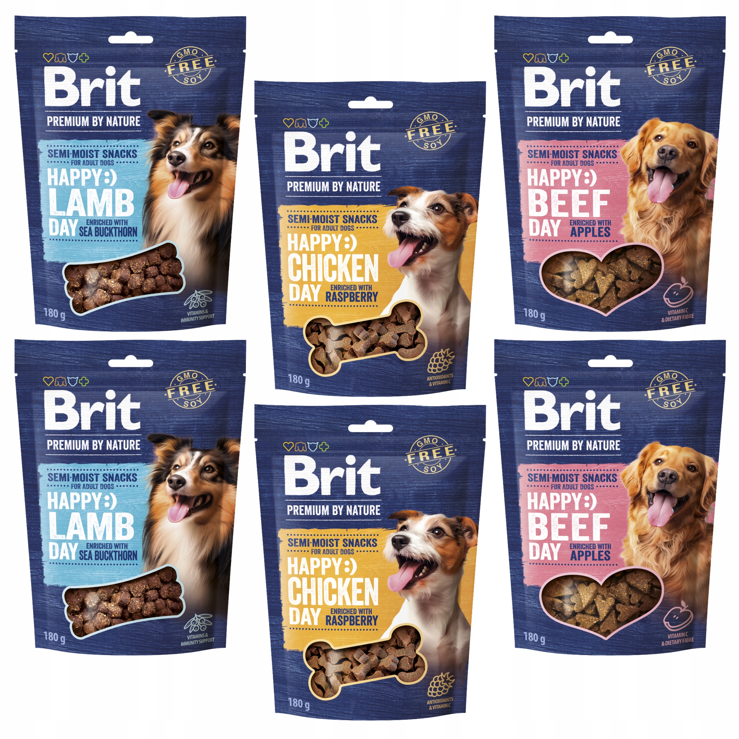 Psí pamlsek Brit Premium Snacks mix chutí 6 x 180 g