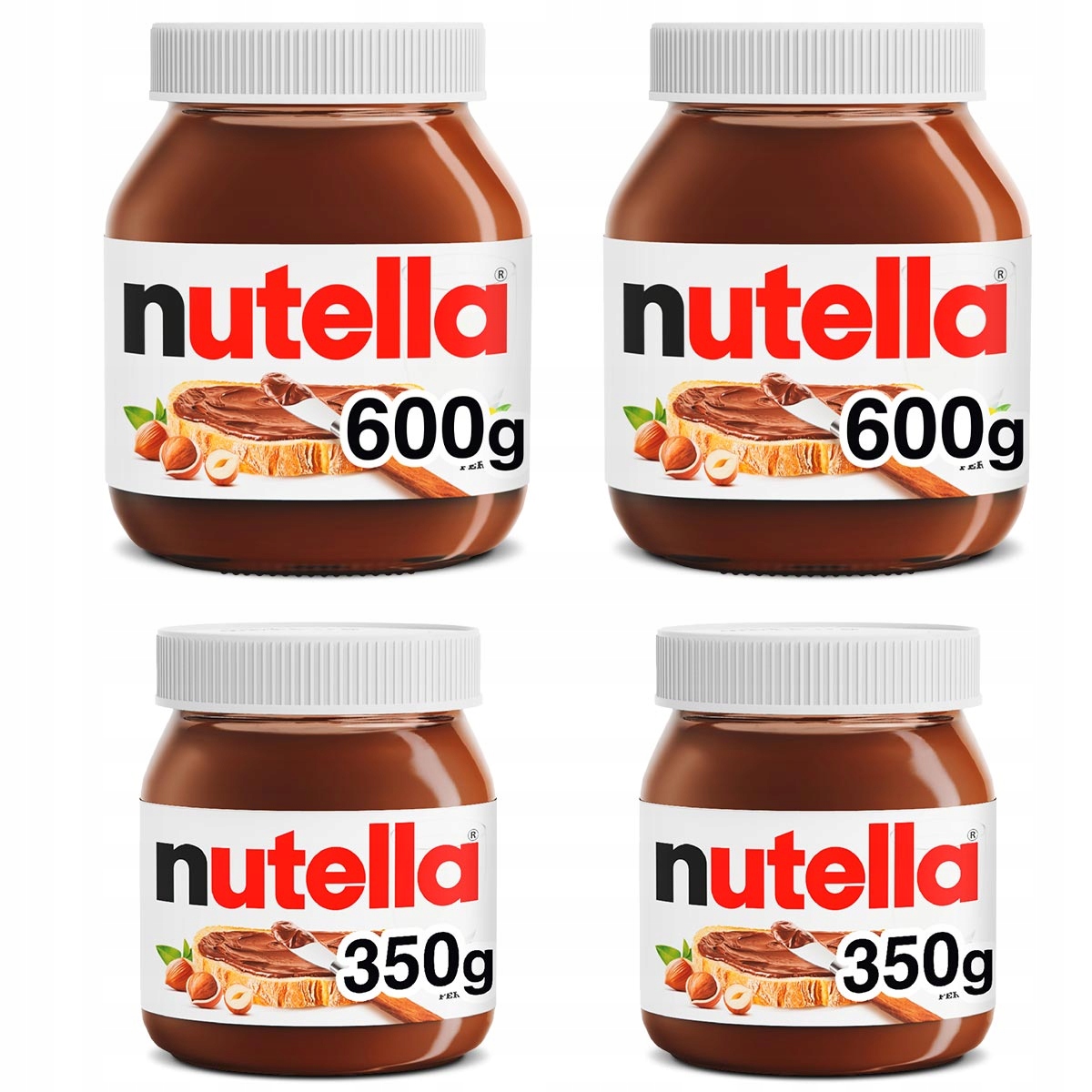 Zestaw Nutella krem czekoladowy orzechowy Ferrero 2x350g i 2x600g