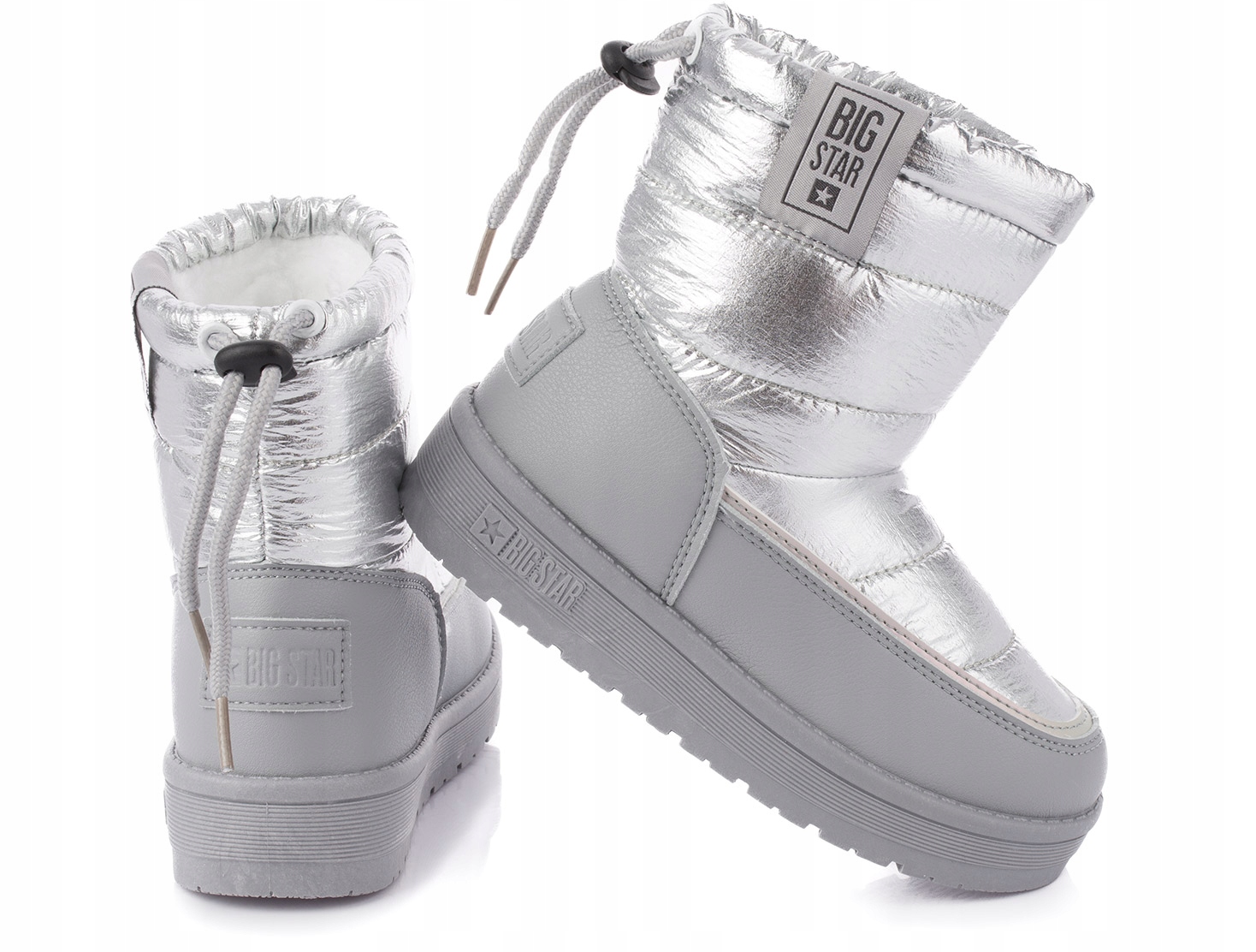 BIG STAR OCIEPLANE ŚNIEGOWCE DZIEWCZĘCE DZIECIĘCE ZIMOWE BUTY SREBRNE r. 35 Płeć dziewczynki