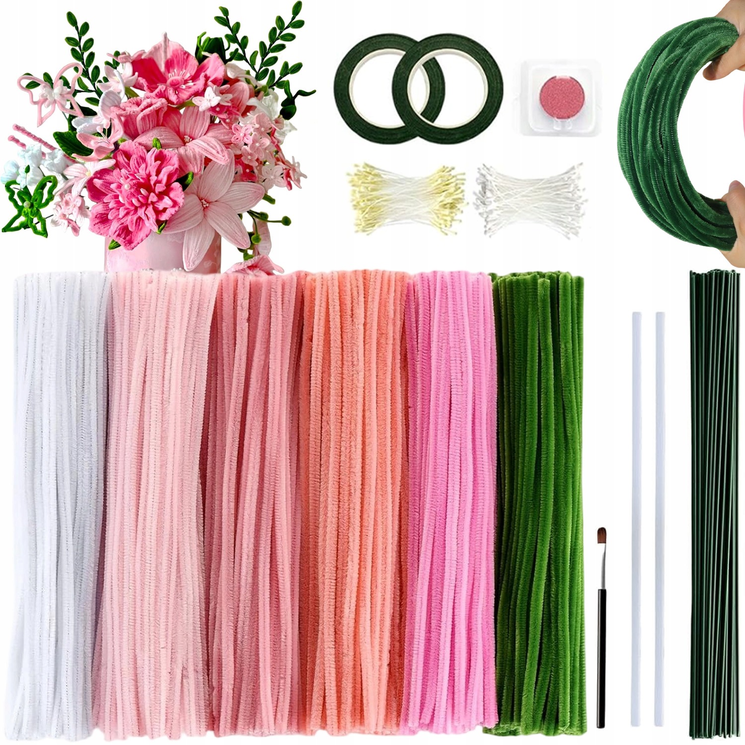 Barevné Dráty Kreativní Drátky Ozdobné Plyšové Diy Sada 30 CM 540 Ks