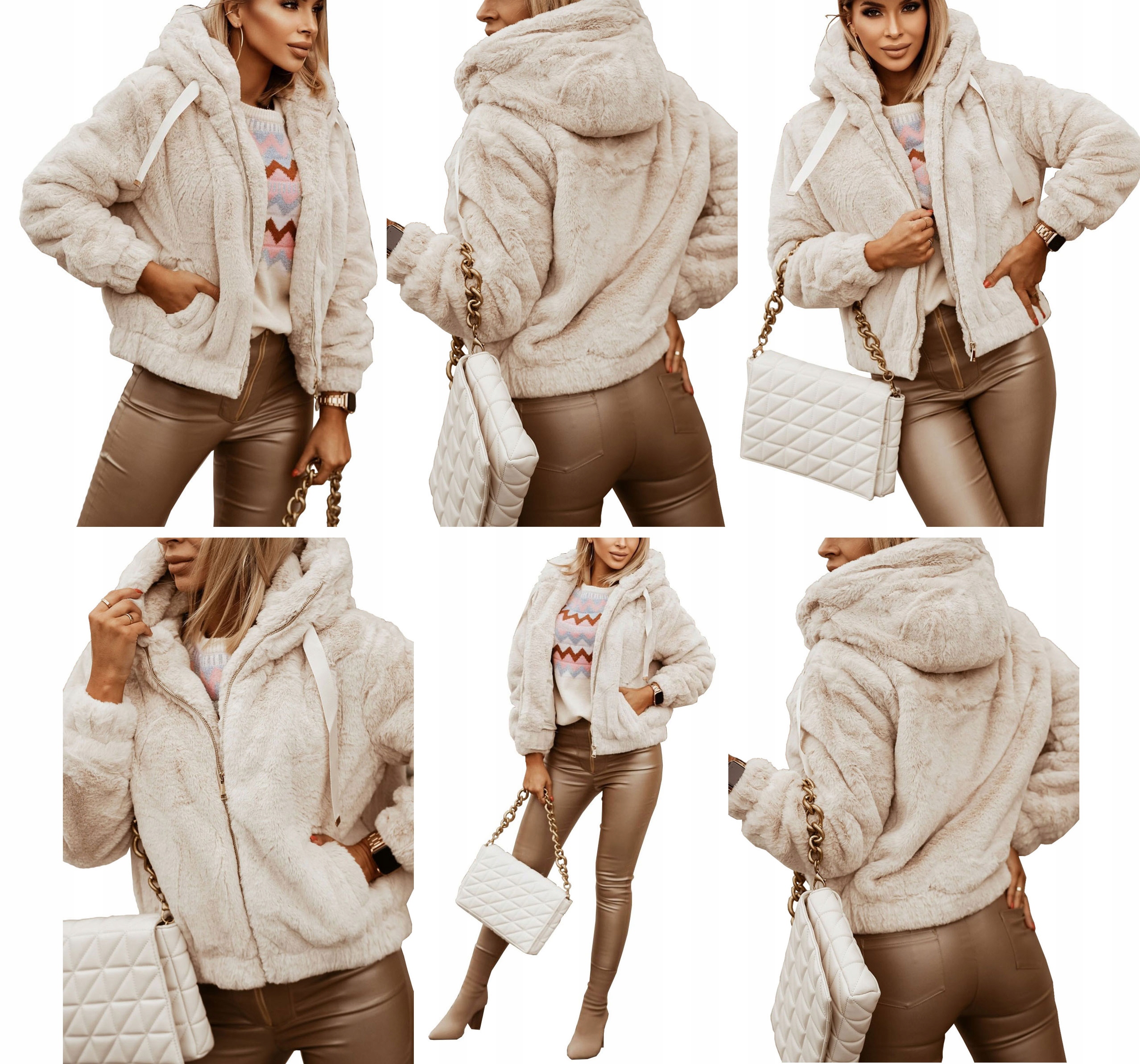 KURTKA MIŚ FUTERKO KAPTUR BLUZA FUTRO LUXURY S Rozmiar S