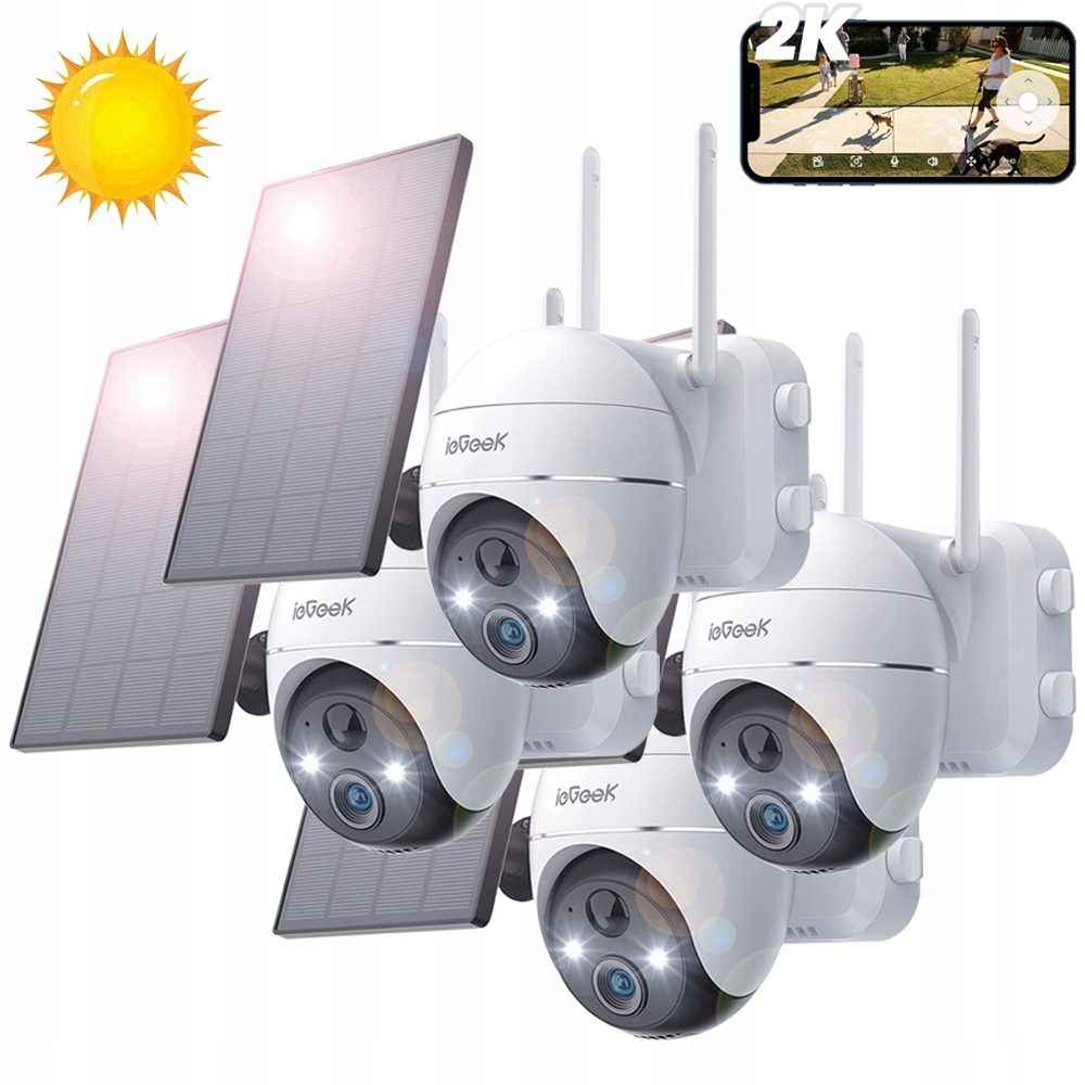 Venkovní Otočná Bezdrátová Solární Kamera Wifi Ip 3MPx 4X Zoom 4ks