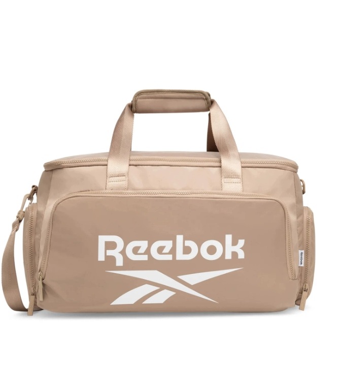 Beżowa torba sportowa na siłownię Reebok modny kolor beżowy odpinany pasek