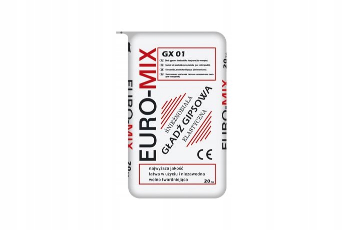 

Euro-mix Gx 01 Gładź gipsowa śnieżnobiała 20kg