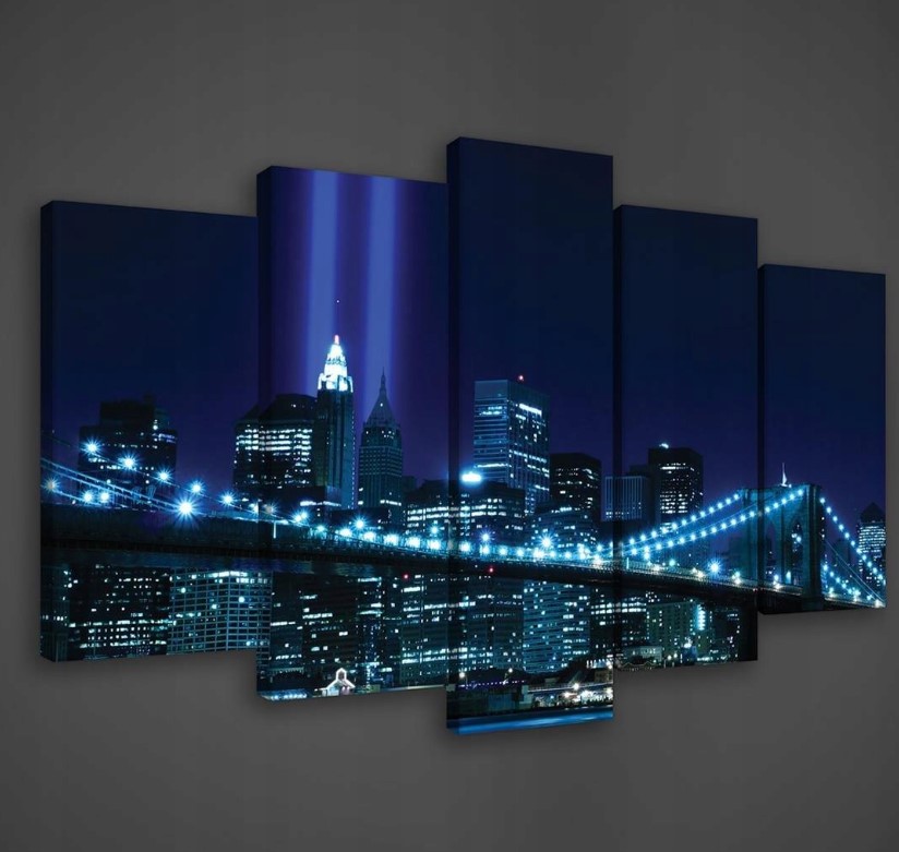 Obraz 100x60 New York Brooklynský most noc město mrakodrapy krajina